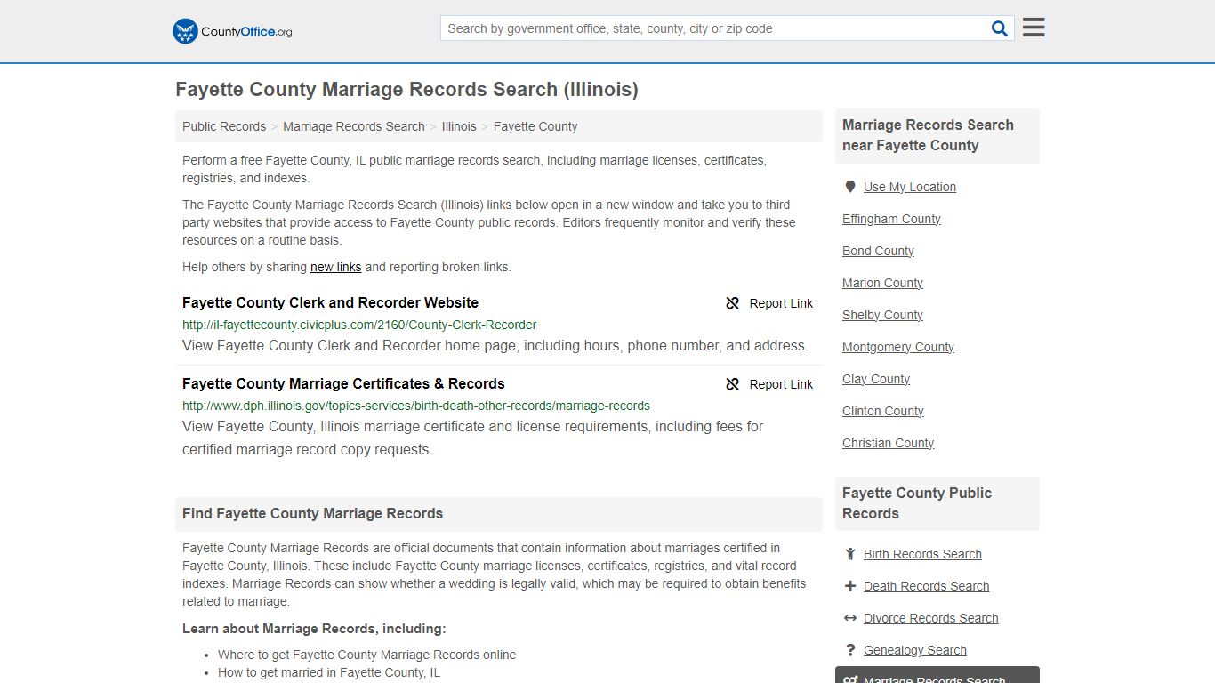Marriage Records Search - Fayette County, IL (Marriage Licenses ...